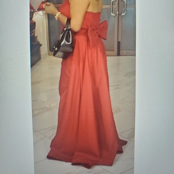 Taffeta Mermaid Evening Dress w/ Overskirt Strapless Long mermaid Dubai Gown - Picture 4 of 11